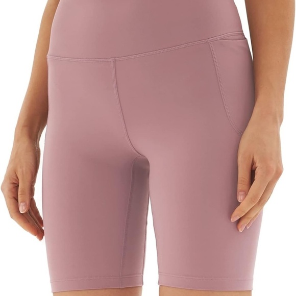 Lulucheri Biker Shorts Pockets High Waisted Yoga Pants 8" Lotus Pink size Small - Picture 5 of 6